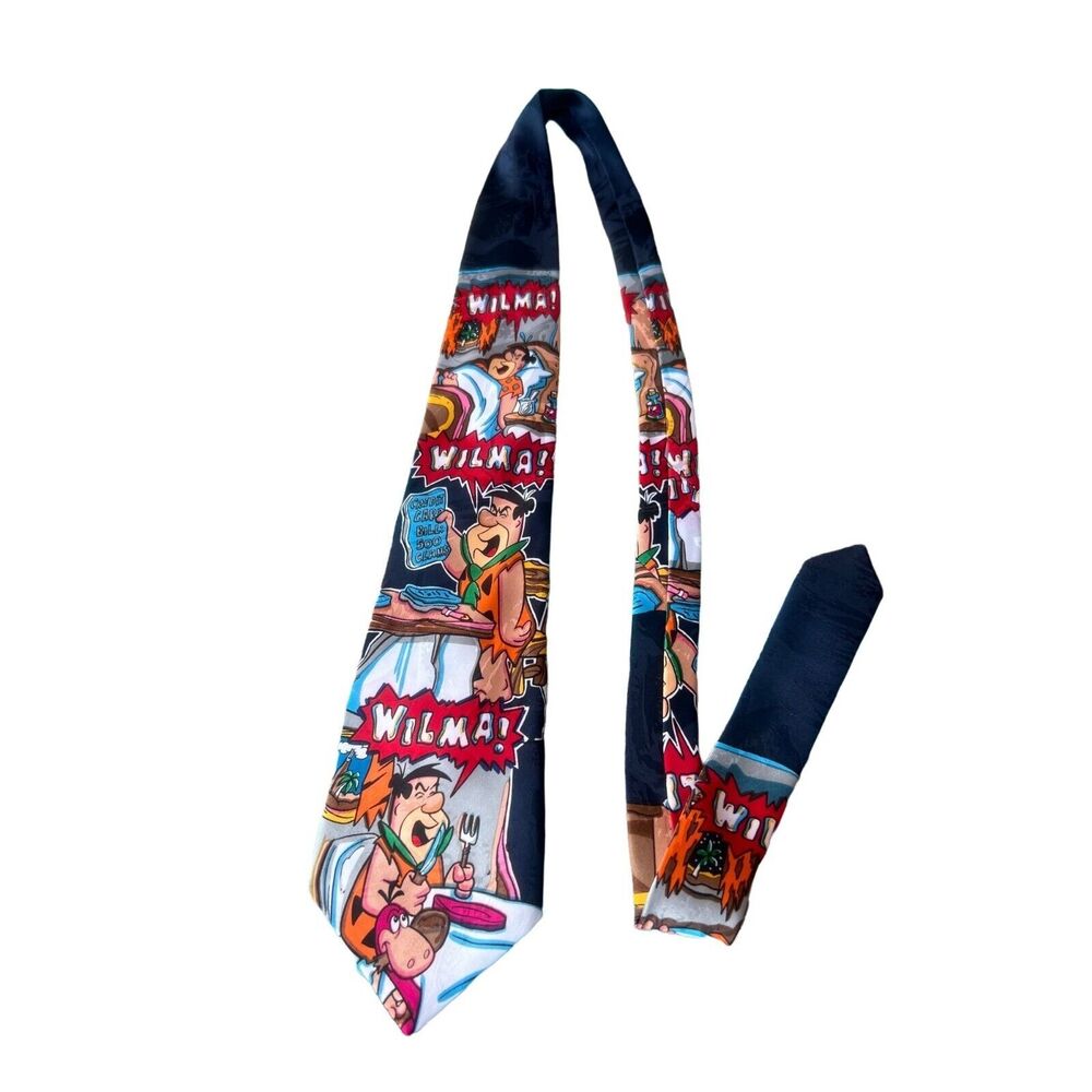 Mens Vintage Fred Flintstone Hanna Barbera 1993 Mens Tie Dad Y2k Retro Novelty